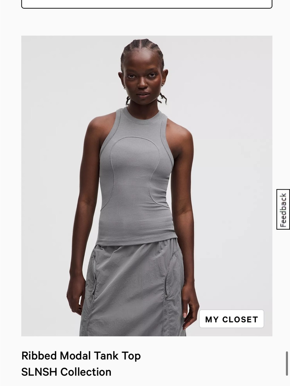 lululemon athletica Ribbed Modal Tank Top — Gray